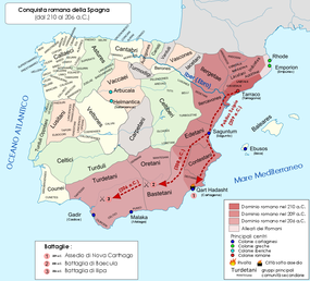 Mapa Scipionova iberského tažení