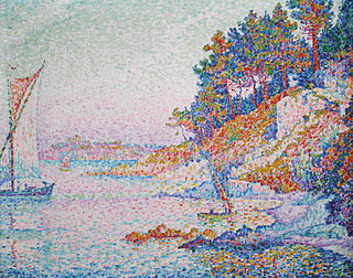 La Calanque, tableau pointilliste peint en 1906 par Paul Signac (1863-1935). (définition réelle 2 165 × 1 703)