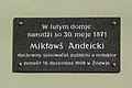 Tablica pamiątkowa ku czci Andrickiego w Panschwitz-Kuckau w języku górnołużyckim