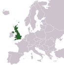 Mapa del Reialme Unit dins l'Euròpa.