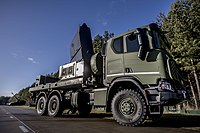Thales Nederland MMR (Ground Master 200) radar on the bed of a Scania Gryphus 6x6 truck