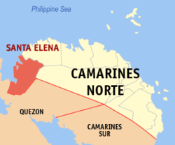 Map of Camarines Norte with Santa Elena highlighted