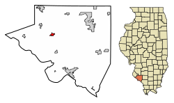 Location of Evansville in Randolph County, Illinois.