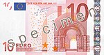 Anverso da nota de dez euros