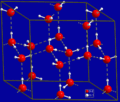 L'estructura cristal·lina del gel hexagonal. Les línies discontínues grises indiquen els enllaços d'hidrogen