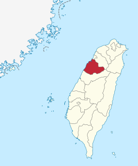 Karte von Taiwan, Position von Landkreis Miaoli hervorgehoben