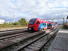 Srbija Voz train arriving at Čačak railway station