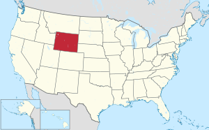 Harta e Shteteve të Bashkuara me Wyoming të theksuar