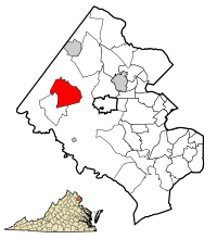 Location of Chantilly in Fairfax County, Virginia