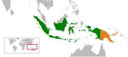 Map indicating locations of Indonesia and Papua New Guinea