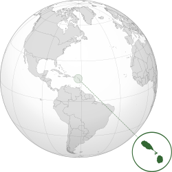 圣基茨和尼维斯联邦位於美洲及加勒比海位置圖