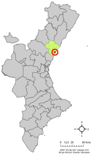 Localização do município de Moncofa na Comunidade Valenciana