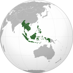 Държавите членки на АСЕАН (в зелено)