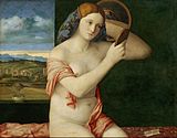 Обнажённая молодая женщина с зеркалом 1515. Дерево, масло. Музей истории искусства, Вена