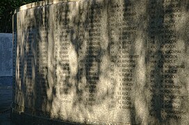 Some of the names at the rear of the monument