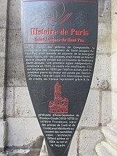 Panneau Histoire de Paris de l'église Saint-Jacques-du-Haut-Pas.