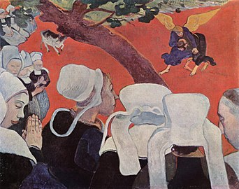 La Vision après le Sermon (La Lutte de Jacob avec l'Ange) (1888) gan Paul Gauguin
