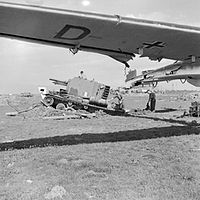 A battery of 142nd (Royal Devon Yeomanry) Field Regiment, Royal Artillery Bishops at a former German airfield in Sicily, October 1943