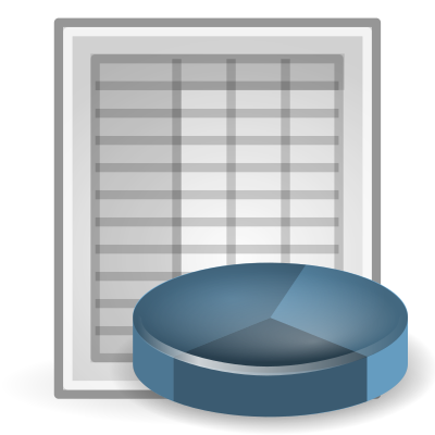 Icon showing spreadsheet and pie chart