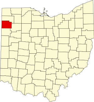 Map of Ohio highlighting Paulding County