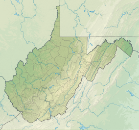 Map showing the location of Pruntytown State Farm Wildlife Management Area