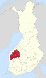 South Ostrobothnia on a map of Finland