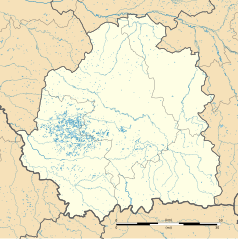 Mapa konturowa Indre, po prawej nieco na dole znajduje się punkt z opisem „Mers-sur-Indre”