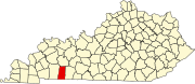 Harta statului Kentucky indicând comitatul Todd