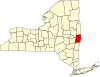 State map highlighting Rensselaer County