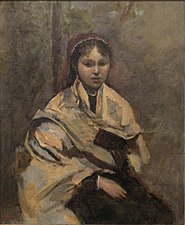 Jean-Baptiste Camille Corot, Jeune Fille assise, un livre à la main, vers 1865-1870.