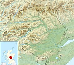 Mapa konturowa Perth and Kinross, na dole nieco na lewo znajduje się czarny trójkącik z opisem „Ben Vorlich”