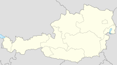 Mapa konturowa Austrii, po prawej nieco u góry znajduje się punkt z opisem „Instytut Polski w Wiedniu”
