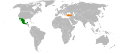 Haritada gösterilen yerlerde Mexico ve Turkey