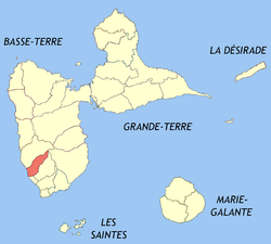 Location of the commune (in red) within Guadeloupe