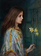 Young girl holding daffodils