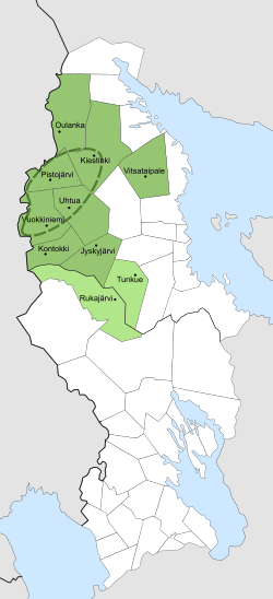 Parishes represented in the provisional government marked green, approximate area controlled by the government circled.