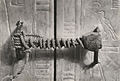 Запечатанная дверь третьего ковчега Тутанхамона с печатью, изображающей Анубиса и девять луков