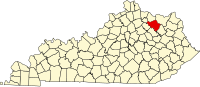 Map of Kentaki highlighting Fleming County