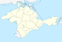 Mapa konturowa Krymu, na dole znajduje się punkt z opisem „Massandra”