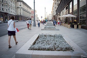 Тверская улица после завершения основных работ по благоустройству и реконструкции, август 2016 года.