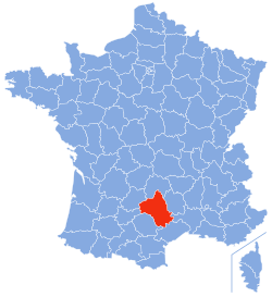 Location o Aveyron in Fraunce