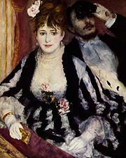 La llotja (1874) per Pierre-Auguste Renoir, captava la lluminositat del teixit negre a la llum.