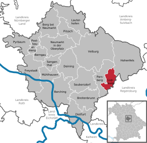 Poziția Lupburg pe harta districtului Neumarkt in der Oberpfalz