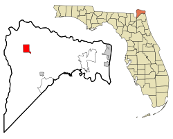 Location in Nassau County and the state of Florida