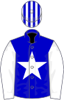 Blue, white star and sleeves, striped cap