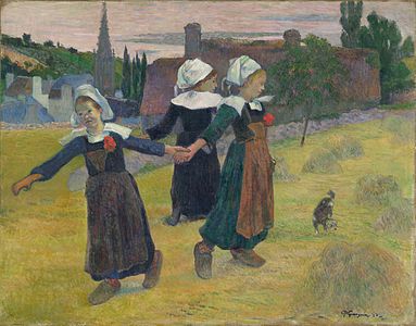 Tri bretonaj infaninoj dancantaj, 1888, , Nacia Galerio de Arto