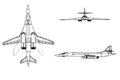 Tavole prospettiche del bombardiere strategico Tupolev Tu-160