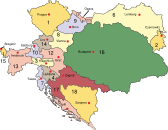 Les terres de la Corona de Sant Esteve estaven formades pels territoris del Regne d'Hongria (16) i del Regne de Croàcia-Eslavònia (17).
