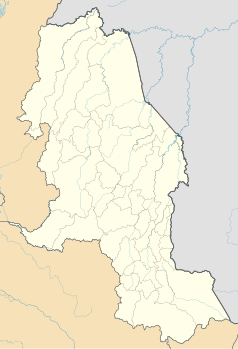 Mapa konturowa Norte de Santander, blisko centrum na prawo znajduje się punkt z opisem „Cúcuta”