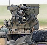 ストライカーに装備されているM151 プロテクターRWS。 M2重機関銃の下に操作用カメラが見える